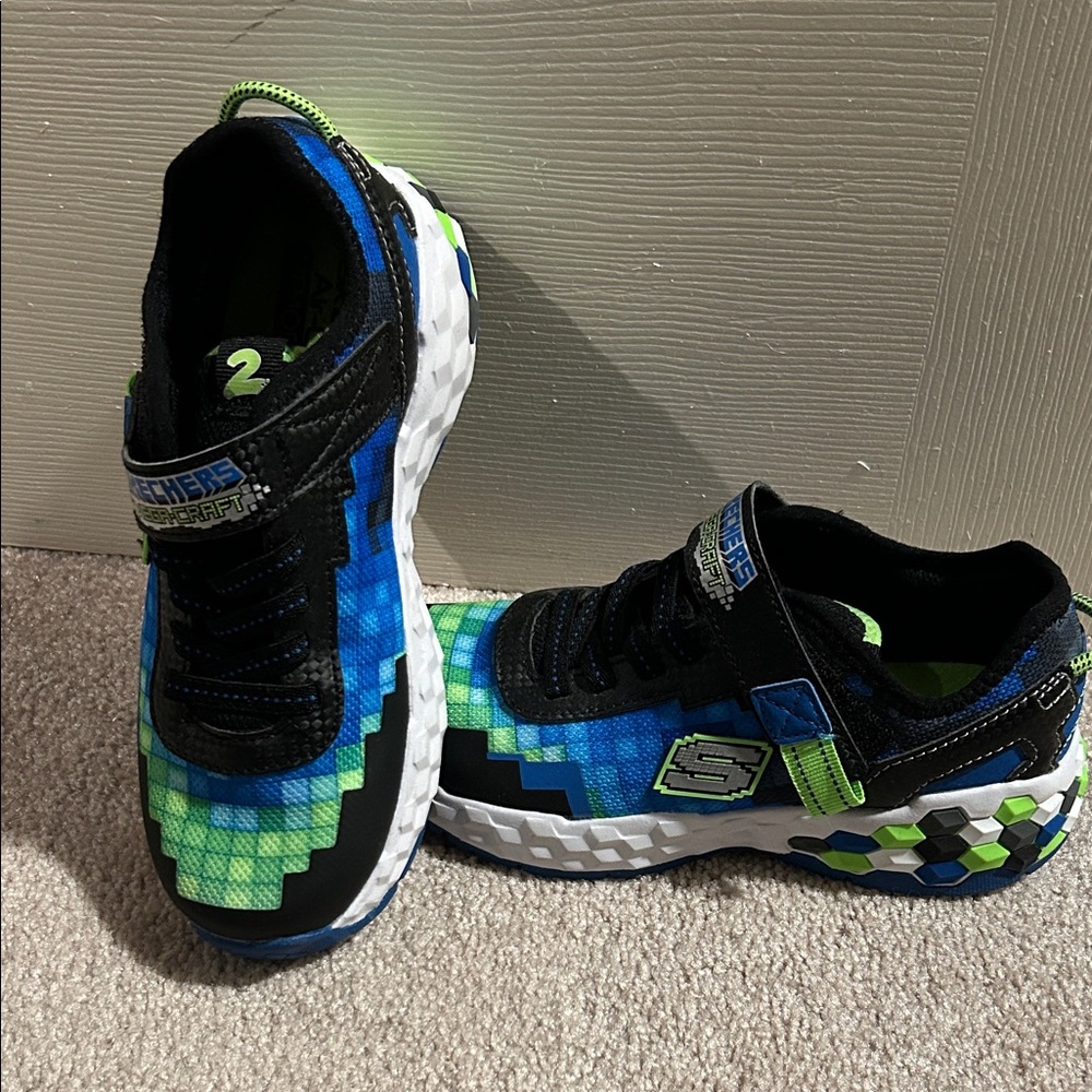 Skechers Kids' Blue and Green Pixel Sneakers